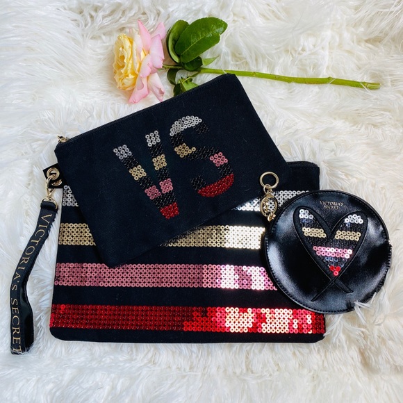 Victoria’s Secret bling sequin clutch set trio - Picture 1 of 8